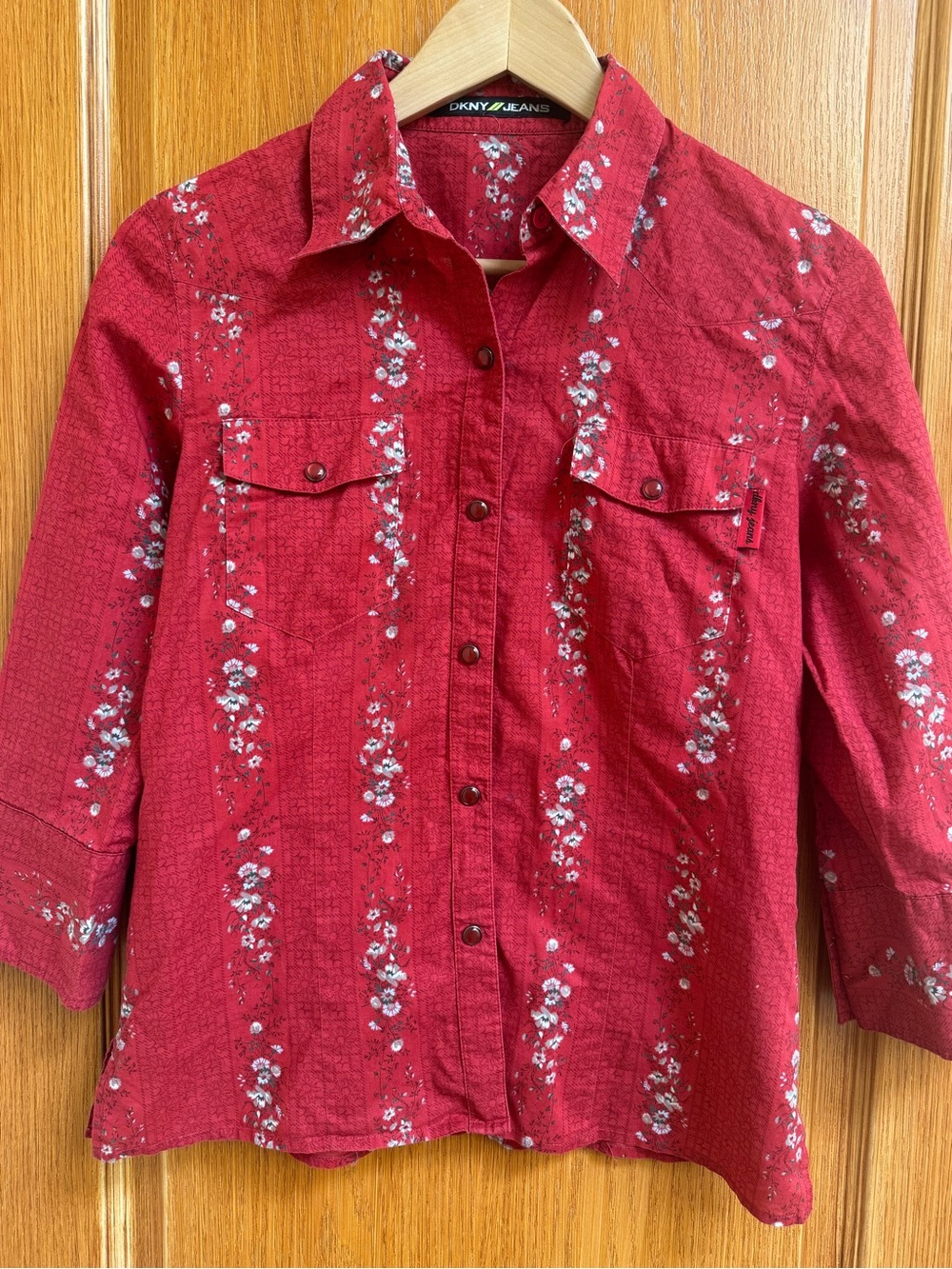 Dkny Red Floral Button-Down Shirt